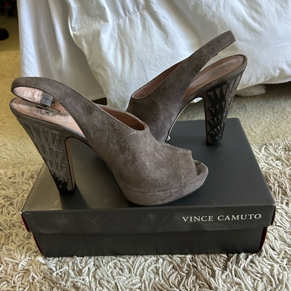 Vince Caputo sexy urban suede gray sling back